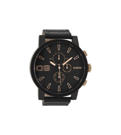 OOZOO Timepieces XXL Black Leather Strap