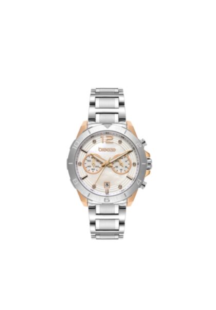 BREEZE Prestinia Crystals Silver Stainless Steel Chronograph