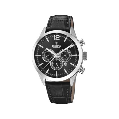 FESTINA CHRONOGRAPH Black Leather Bracelet