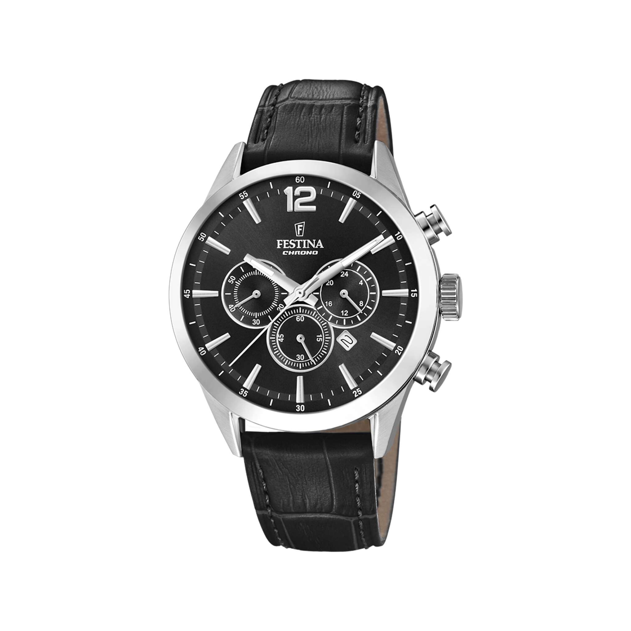 FESTINA CHRONOGRAPH Black Leather Bracelet